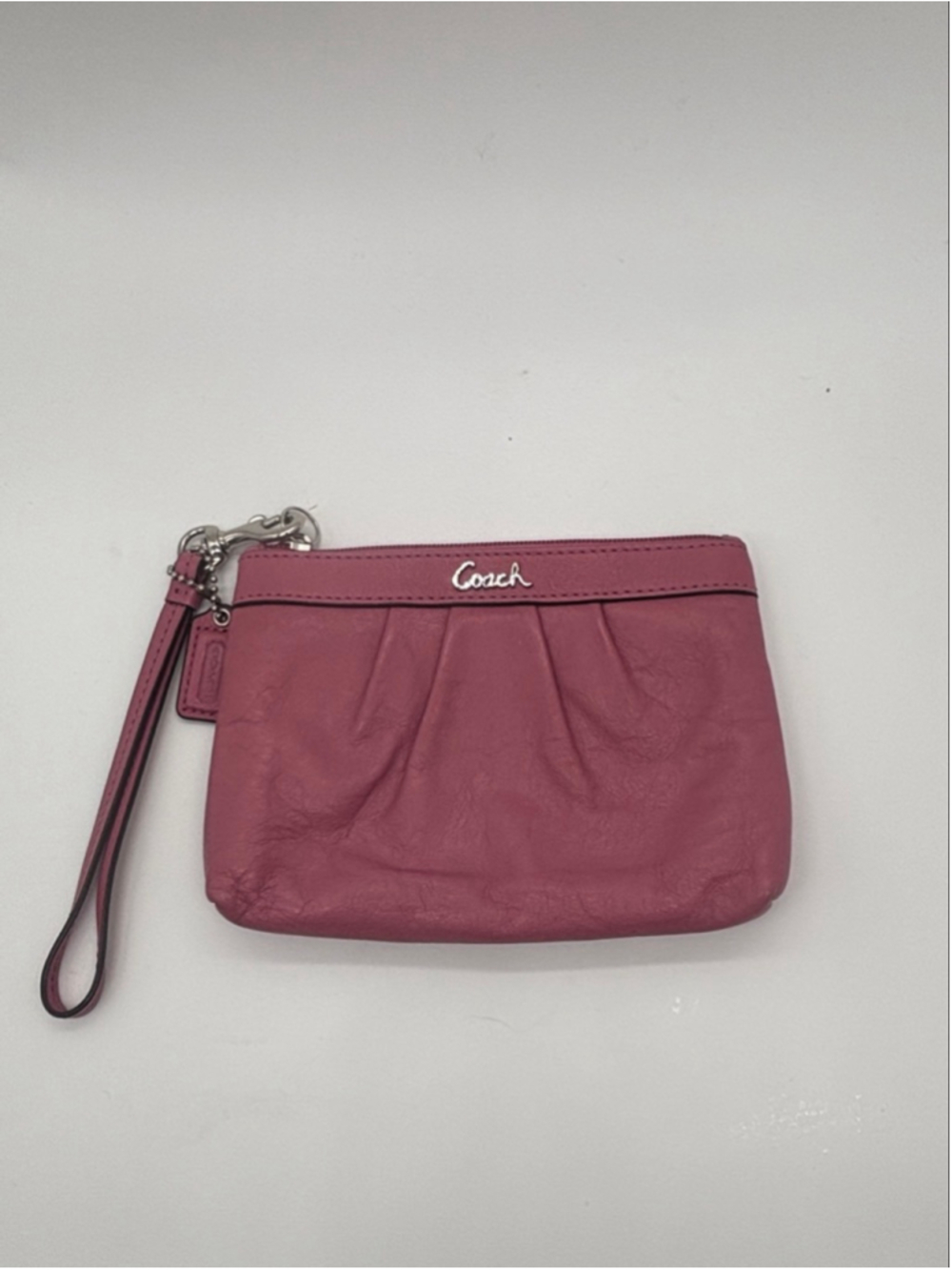 Coach Zip Wristlet Wallet Womens Pink Leather with Hang Tag 6.5 X 4" Compact